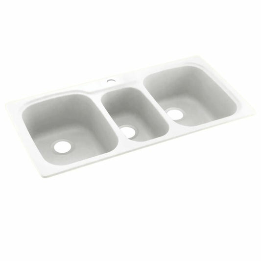 44 x 22 Drop in  Triple Kitchen Sink, White