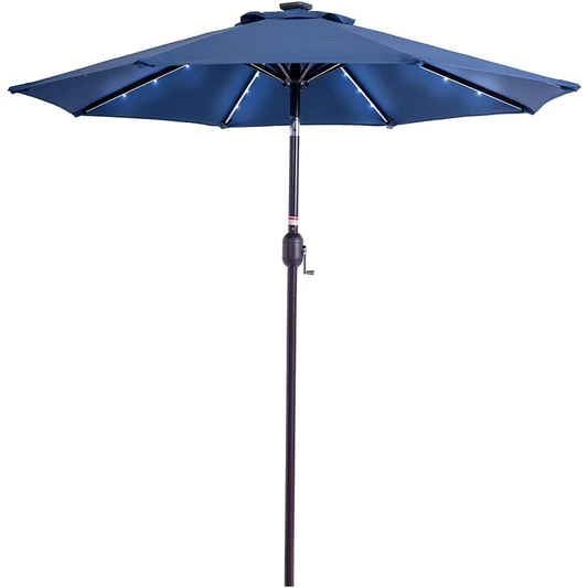 Sundale Outdoor Solar Umbrella, 24 Lights, Blue