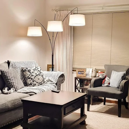 Trinity Arc Floor Lamp, 3 Lights, Heavy Base, Black, 79`` tall