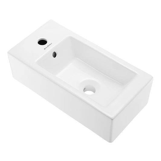 Voltaire Left Side Ceramic Rectangular Single Hole Faucet Bathroom Sink with Overflow