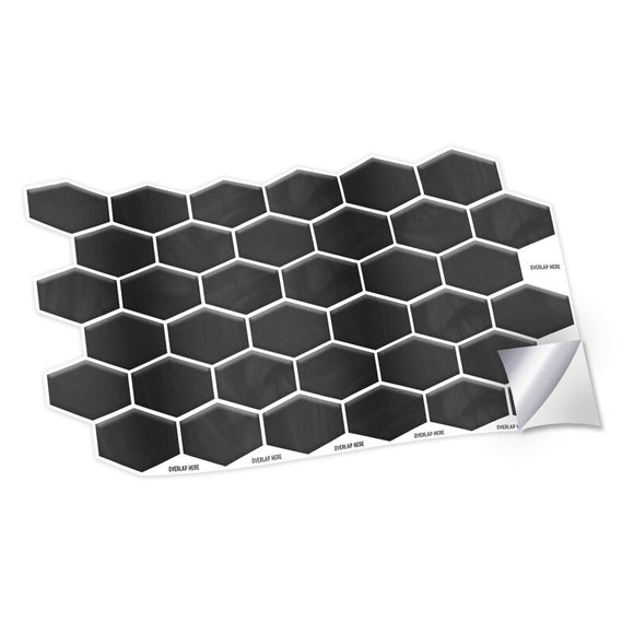 Peel & Stick Hexa Wall Tile 11.2 X 5.5 Inches / 28.5 X 14 Cm - 12 Pieces/Pack