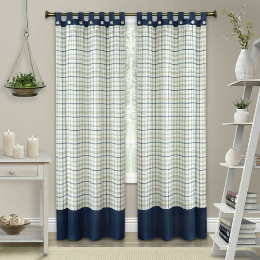 Wegford Shabby Plaid Tab Top Curtain Set 52x63 - 2 piece