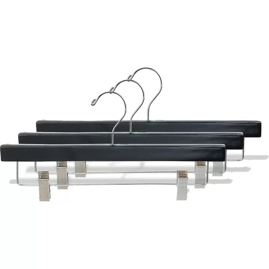 Wooden Pant Hanger with Adjustable Cushion Clips for Skirt/Pants (Set of 50)