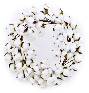 WREATH 20″ COTTON PODS WHITE