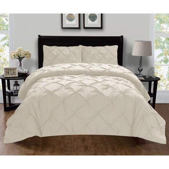 Zada Pintuck Reversible Duvet Cover Set - full / queen, taupe (darker then image shown)