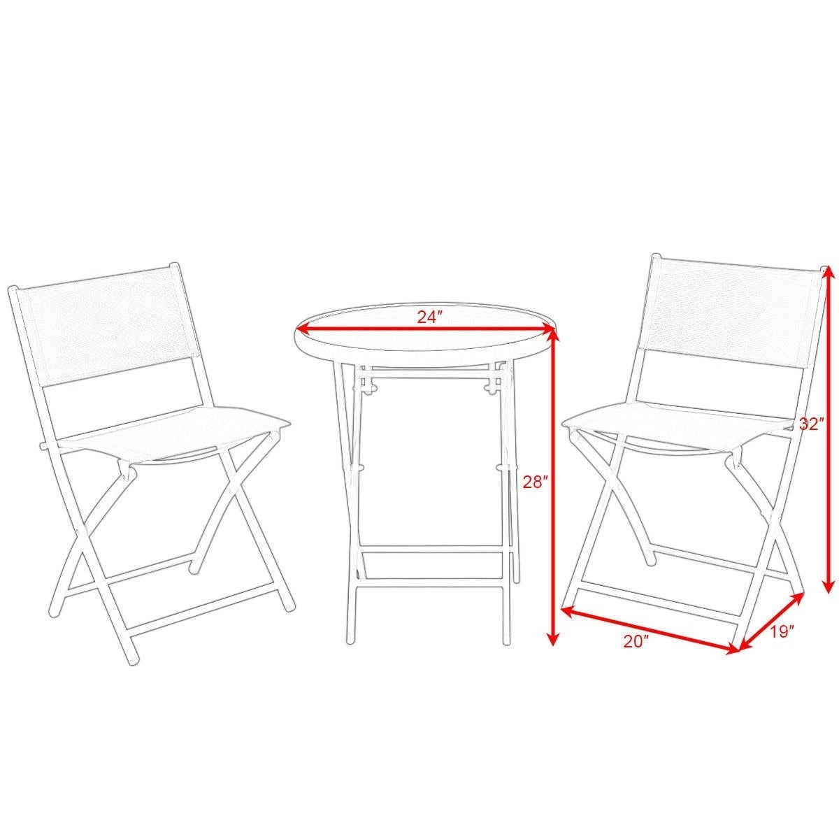 3 Pieces Patio Folding Bistro Set - OP3355WH