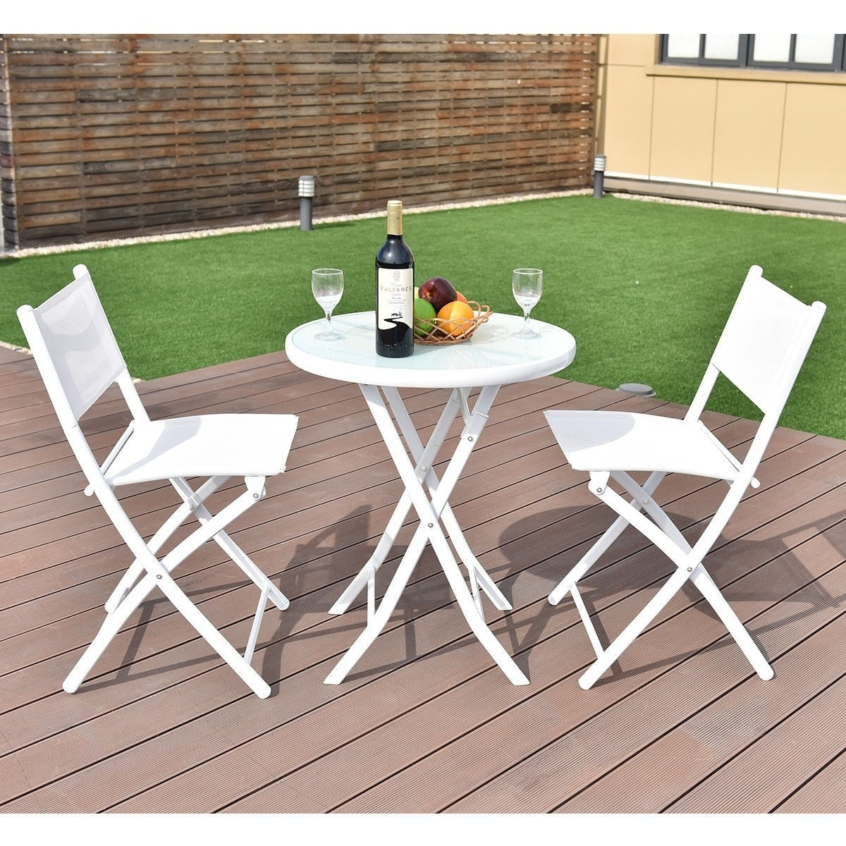 3 Pieces Patio Folding Bistro Set - OP3355WH