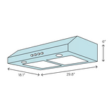 30" 111 Series 466 CFM Convertible Under Cabinet Range Hood in Stainless Steel