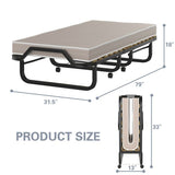 MAYFULL Steel Folding Bed with Memory Foam