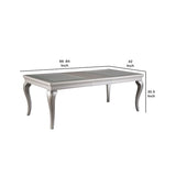 ELSA SILVER GREY FINISH DINING TABLE WITH GLASS & LEAF- CLEARANCE-