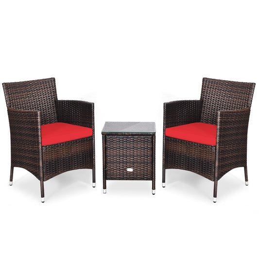 Outdoor 3 PCS PE Rattan Wicker Furniture Set , Fully Assembled