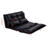 Foldable PU Leather Leisure Floor Sofa Bed w/ 2 Pillows