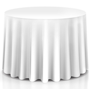 120" Home Restaurant Polyester Round Tablecloth, White