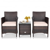 3 Pcs Patio Wicker Rattan Furniture Conversation Set with Coffee Table *UNASSEMBLED/IN BOX*
