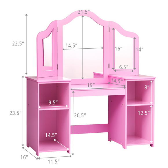 *SALE*Kids Vanity, 2 in 1 Princess Makeup Desk Dressing Table, Fully Assembled
