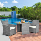 3 Pieces Patio Rattan Furniture Set with Cushions *One box unassembled*