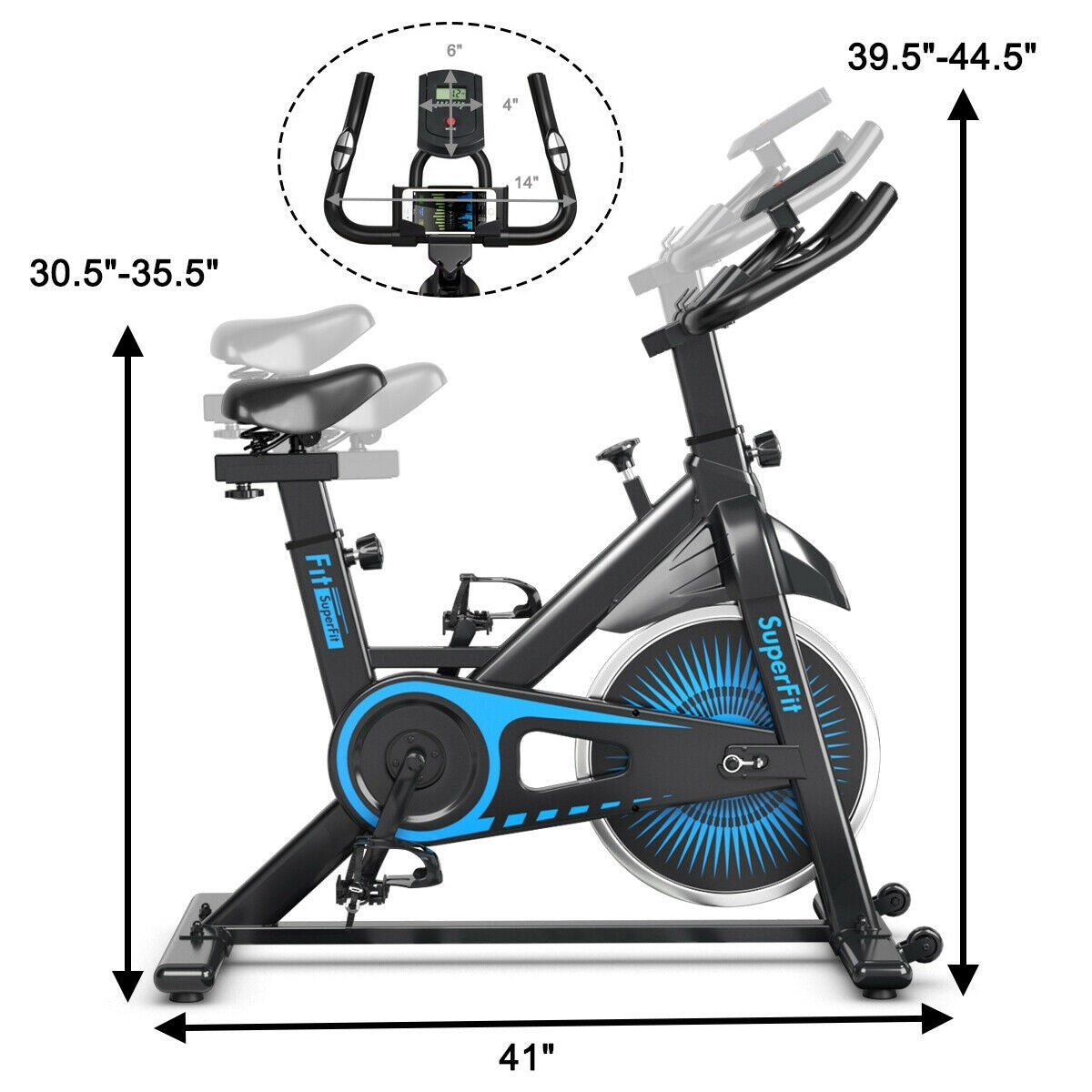Indoor Silent Belt Drive Adjustable Resistance Cycling Stationary Bike, fully assembled