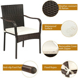 Set of 4 Patio Rattan Stackable Dining Chair