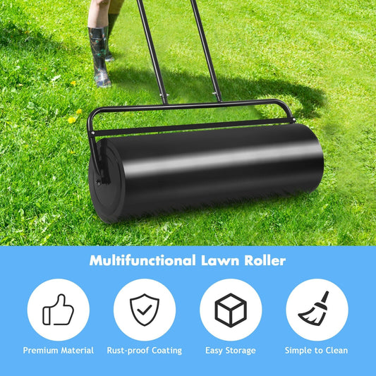 36 x 12 Inch Tow Lawn Roller Water Filled Metal Push Roller, 1 box unassembled