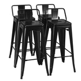 Set of 4 Metal Counter Height 30`` Barstools with Low Back and Rubber Feet