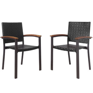Set of 2 Outdoor Patio PE Rattan Dining Chairs, 1 Box Unassembled