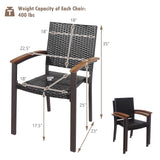 Set of 2 Outdoor Patio PE Rattan Dining Chairs, 1 Box Unassembled