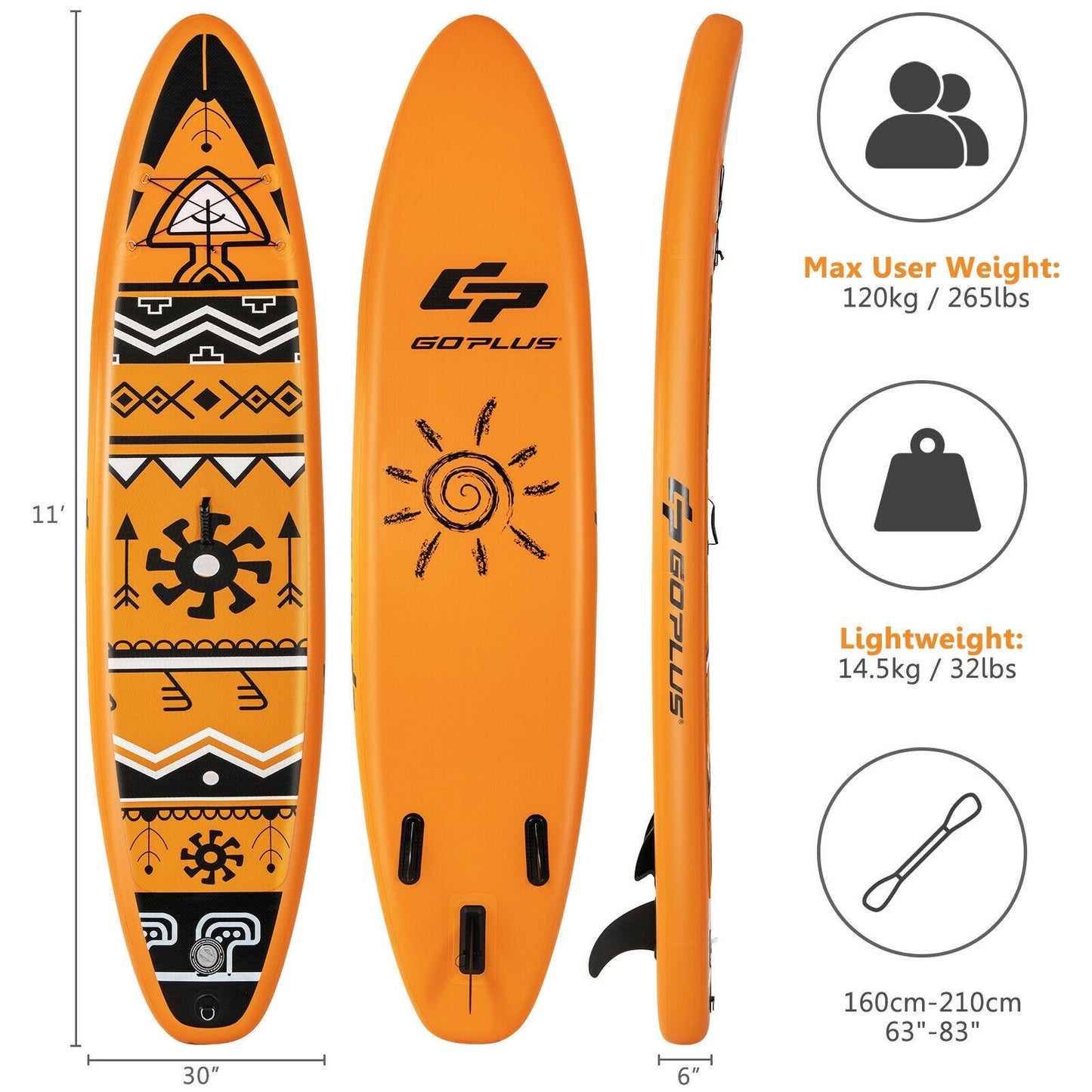 Inflatable Stand Up Paddle Board with Backpack Aluminum Paddle Pump