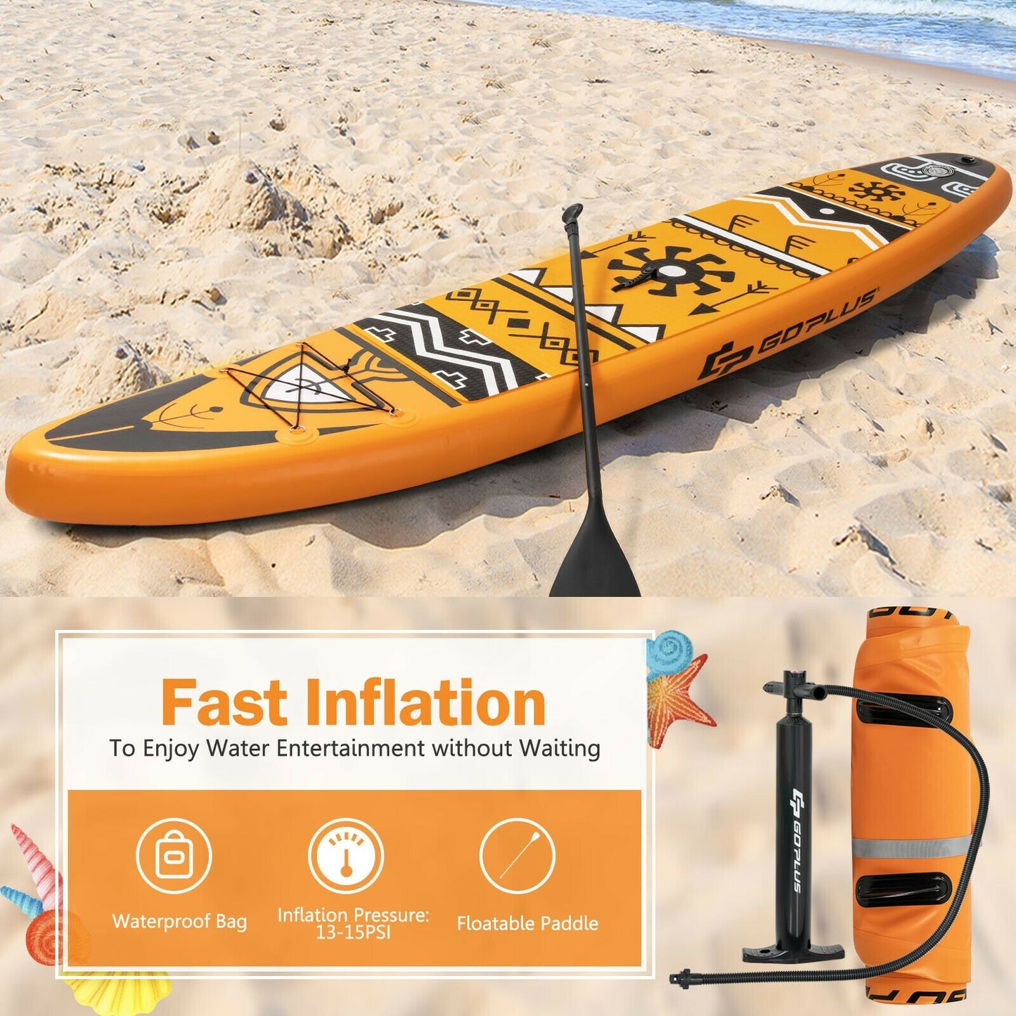 Inflatable Stand Up Paddle Board with Backpack Aluminum Paddle Pump