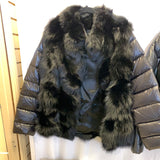 Pink Tartan Fox Fur Vest, with  removable sleeves - Black - size small - CLEARANCE
