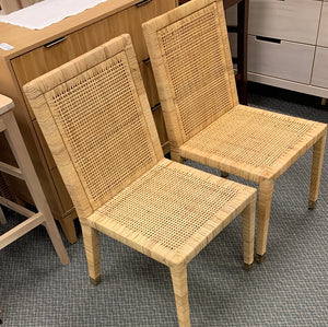 2 Piece set, natural rattan dining chairs