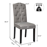 Set of 2 Tufted Upholstered Dining Chair, Grey, Assembled