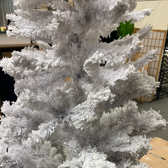 7 ft, unlit, white, flocked artificial tree