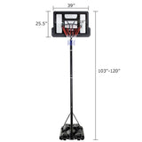 Height Adjustable Portable Shatterproof Backboard Basketball Hoop, 1 box unassembled