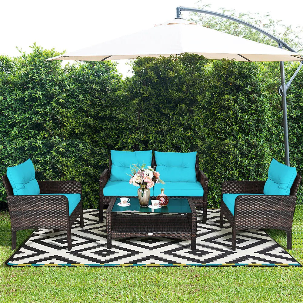 4PCS Patio Rattan Set *UNASSEMBLED/IN BOXES(2)* - HW66653TU