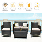 3 Pieces Rattan Sofa Set with Glass Table*LOVESEAT NOT INCLUDED* *UNASSEMBLED/IN BOX* - HW67772BN-SD