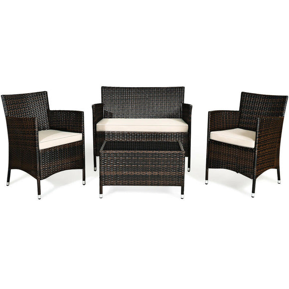 3 Pieces Rattan Sofa Set with Glass Table*LOVESEAT NOT INCLUDED* *UNASSEMBLED/IN BOX* - HW67772BN-SD