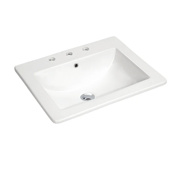White Porcelain Rectangular Drop In Sink