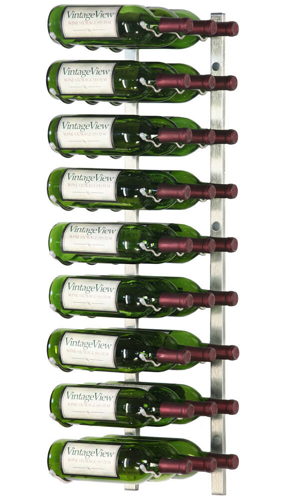 Copy of Copy of Brushed Nickel Indurial Wall Mounted Wine Bottle Rack 27 Bottle