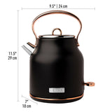 Haden Heritage Tea Kettle, 1.7L, rapid boil, black, copper
