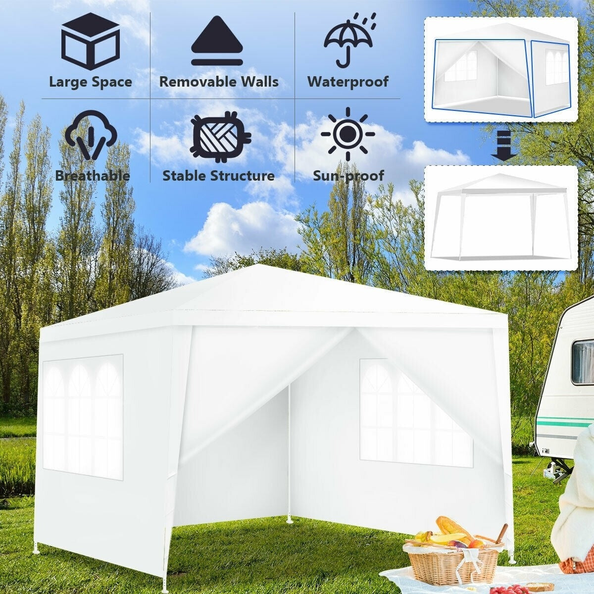 10 x 10 Feet Outdoor Side Walls Canopy Tent *UNASSEMBLED/IN BOX*, reg $229.99