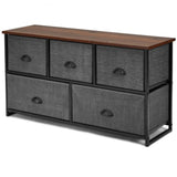 Wood Dresser Storage Unit Side Table Display Organizer - HW65779BK